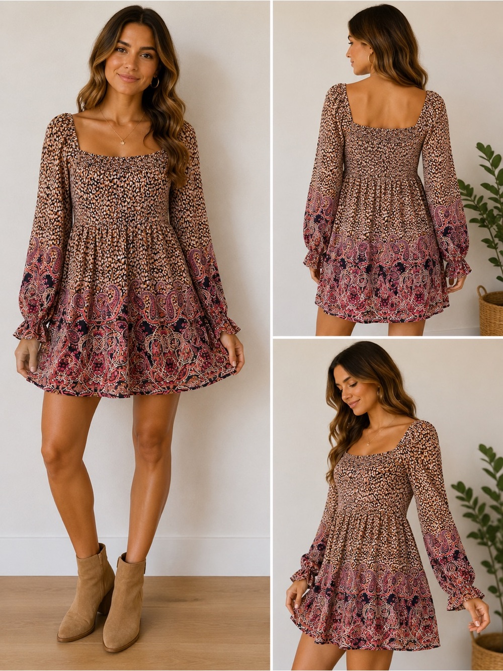 Maeve by Anthropologie Boho Paisley Print Mini Dress